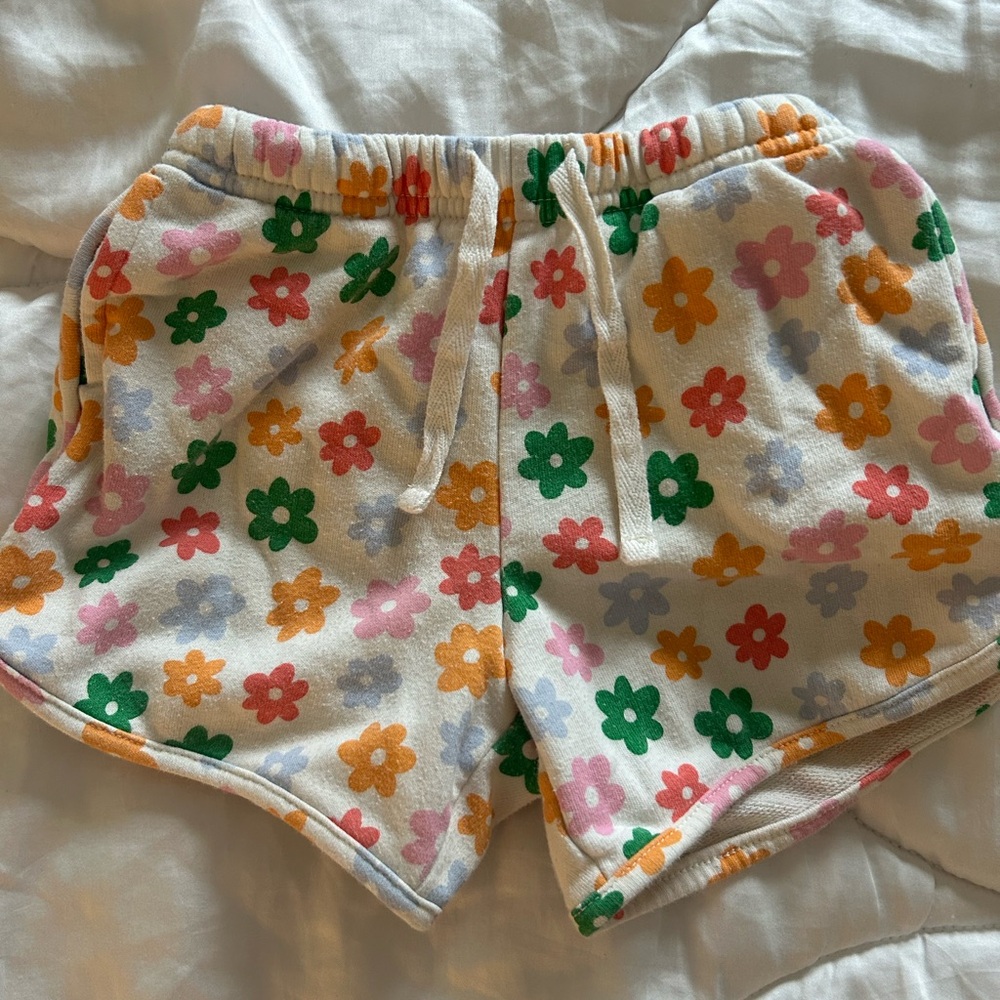 Old Navy Girls White Floral Print Drawstring Shorts | 5T